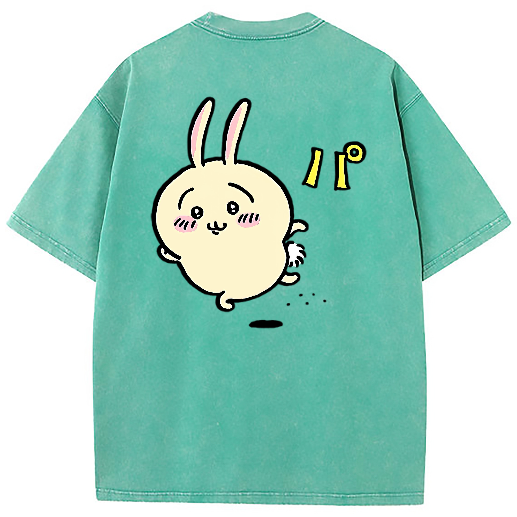 （画像用） ちいかわ うさぎ Chii-kawa usagi 綿100% ヴィンテージ風 半袖Tシャツ（背面プリント）
